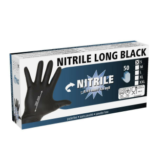 Einmalhandschuh Nitril Long Black 300mm, 50 St&uuml;ck, Gr. 7,5-8 / M