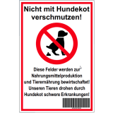 Warnschild &quot;Nicht mit Hundekot verschmutzen!&quot;...