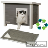 ECO-Katzenhaus Eli 57 x 45 x 43 cm mit Liegekissen Cleo